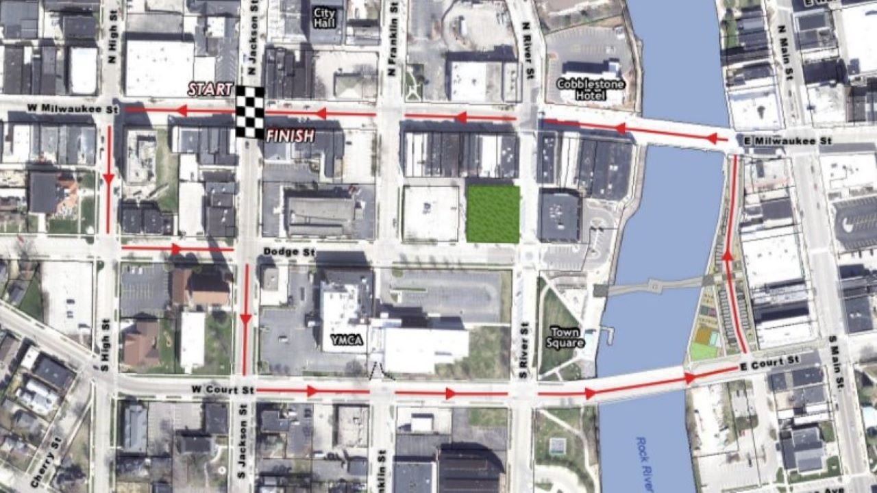 The race route for this year's Tour of America's Dairyland Janesville Town Square Gran Prix